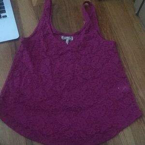 pink lace see through tank top
